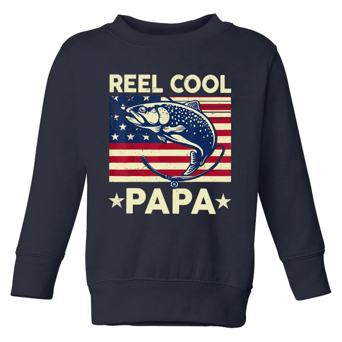 Reel Cool Papa Fathers Day Trout Fishing Gift Dad Grandpa Toddler Sweatshirt