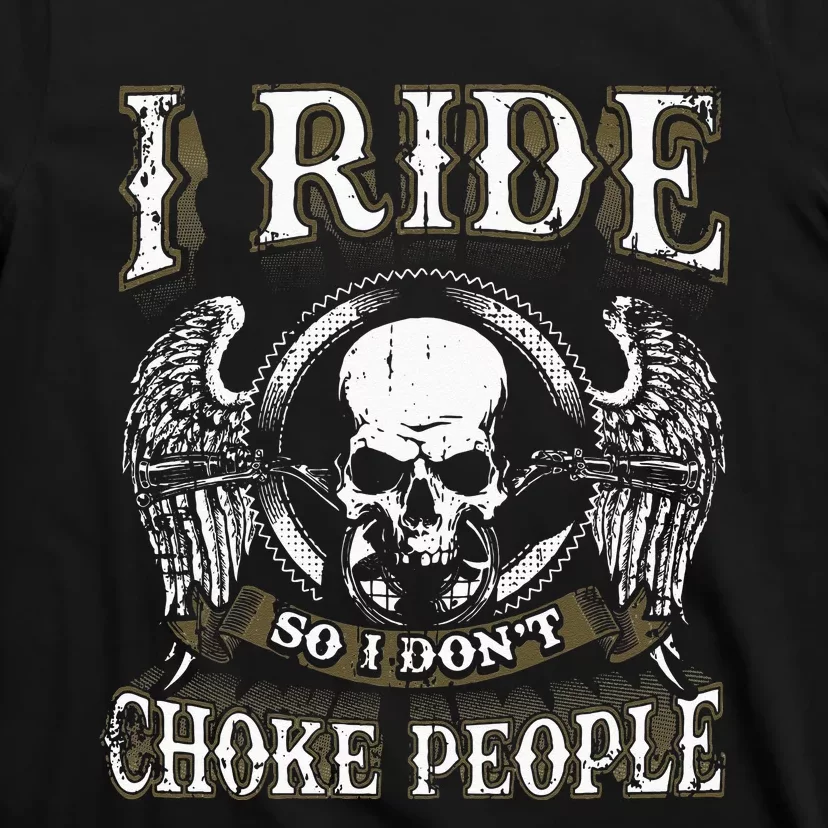 Ride Choke People Biker Wings Skull Motorcycle Long Sleeve T-Shirt