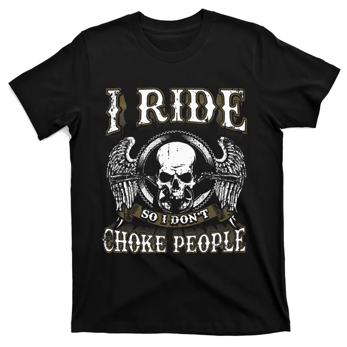 Ride Choke People Biker Wings Skull Motorcycle Long Sleeve T-Shirt