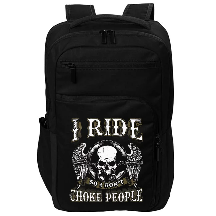 Ride Choke People Biker Wings Skull Motorcycle Long Sleeve Impact Tech Backpack