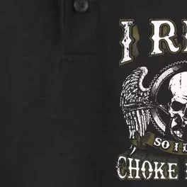 Ride Choke People Biker Wings Skull Motorcycle Long Sleeve Dry Zone Grid Performance Polo