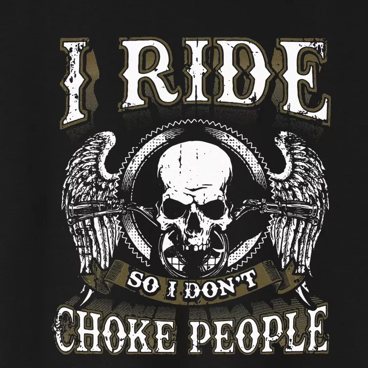 Ride Choke People Biker Wings Skull Motorcycle Long Sleeve Women's Crop Top Tee