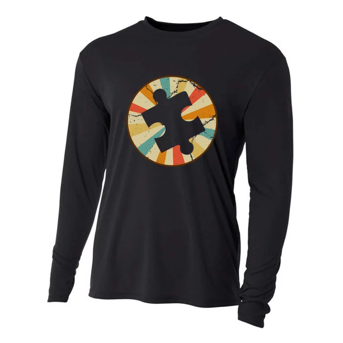 Retro Cute Puzzle Autism Mom Dad Autism Awareness Day Cooling Performance Long Sleeve Crew