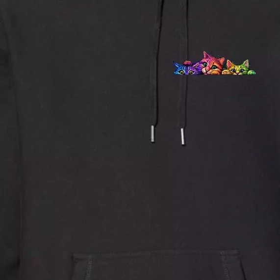 Realistic Cats Peeking Out Of Pocket Premium Hoodie