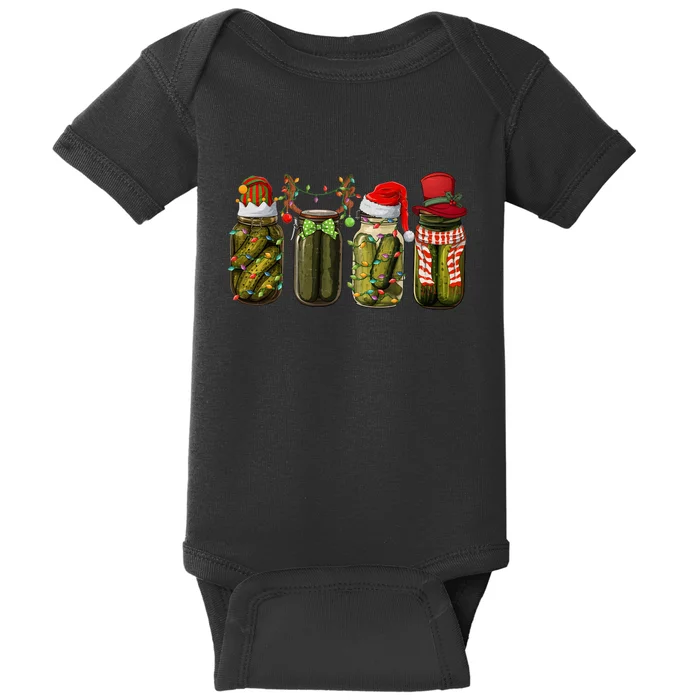 Retro Canned Pickles Christmas Santa Hat Reindeer Pickle Jar Baby Bodysuit