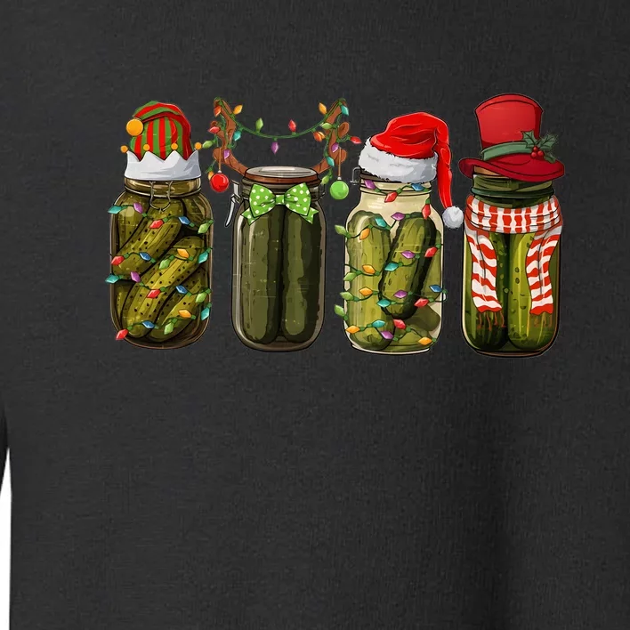 Retro Canned Pickles Christmas Santa Hat Reindeer Pickle Jar Toddler Sweatshirt