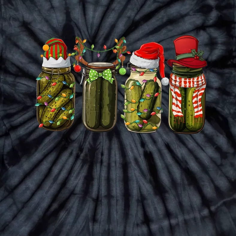 Retro Canned Pickles Christmas Santa Hat Reindeer Pickle Jar Tie-Dye T-Shirt