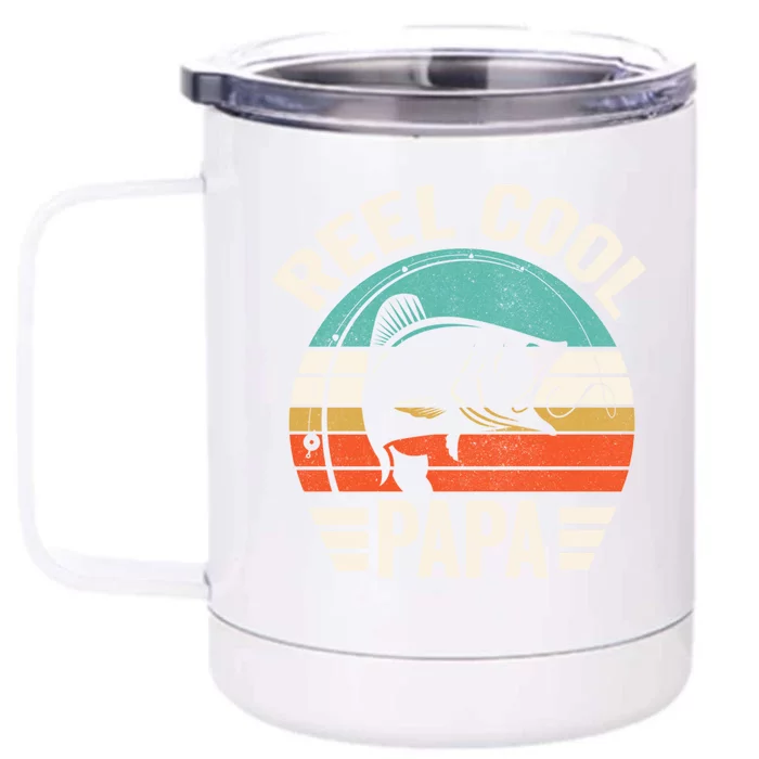 Reel Cool Papa Gift Father's Day Fishing Gift Front & Back 12oz Stainless Steel Tumbler Cup