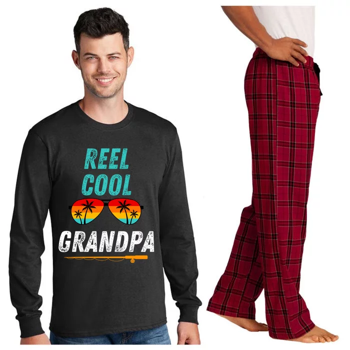 Reel Cool Papa Funny Fishing Grandpa Dad Gift Long Sleeve Pajama Set