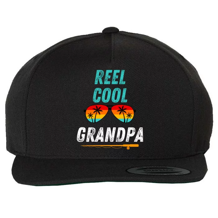 Reel Cool Papa Funny Fishing Grandpa Dad Gift Wool Snapback Cap