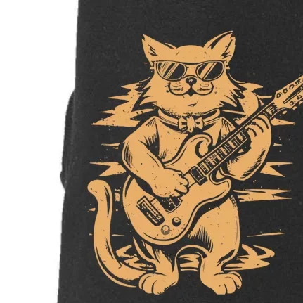 Rock Cat Playing Guitar Rock Kitty Funny Guitar Cat Doggie 3-End Fleece Hoodie