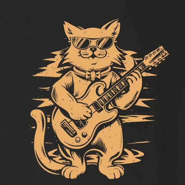 Rock Cat Playing Guitar Rock Kitty Funny Guitar Cat Toddler Long Sleeve Shirt