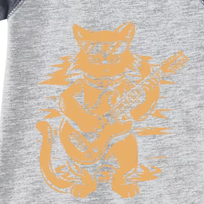 Rock Cat Playing Guitar Rock Kitty Funny Guitar Cat Infant Baby Jersey Bodysuit