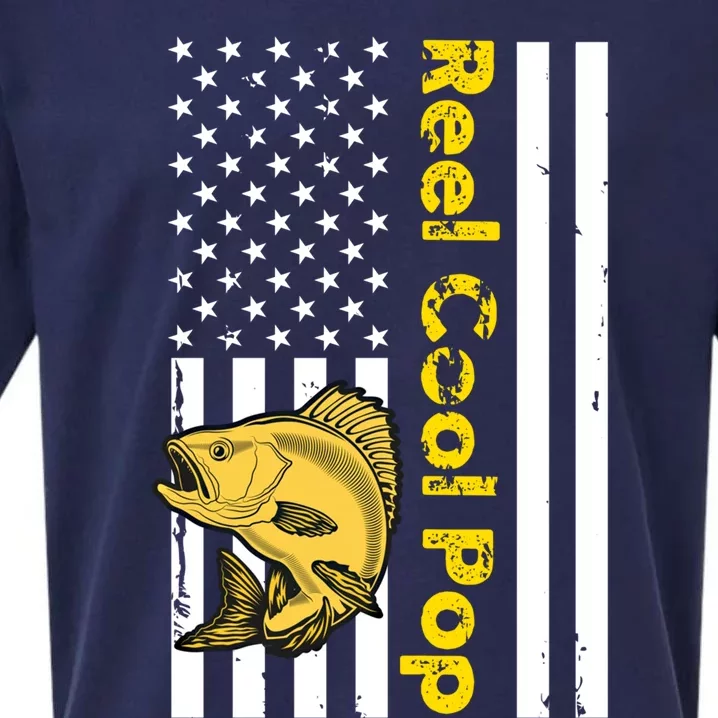 Reel Cool Pop American Flag Fathers Day Fishing Funny Gift Sueded Cloud Jersey T-Shirt