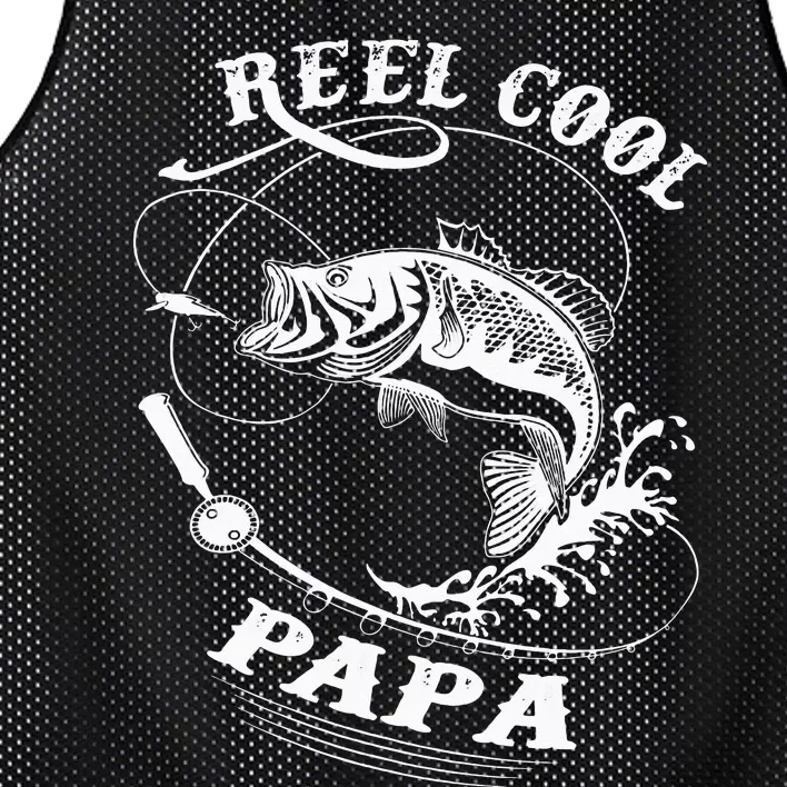 Reel Cool Papa For Fishing Nature Lovers Mesh Reversible Basketball Jersey Tank