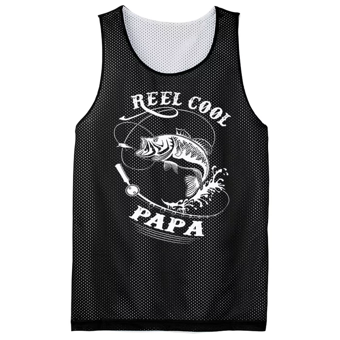 Reel Cool Papa For Fishing Nature Lovers Mesh Reversible Basketball Jersey Tank