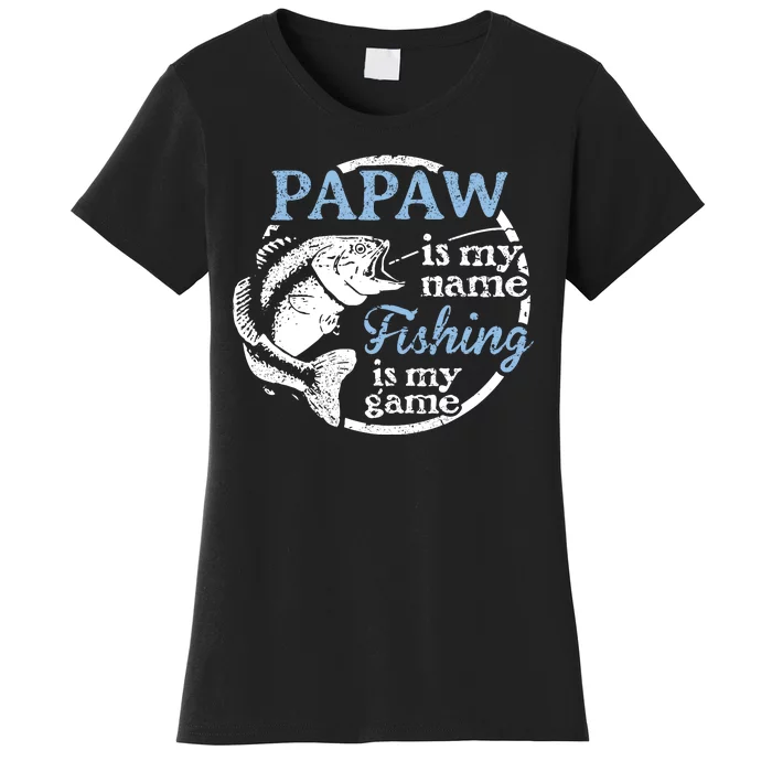 Reel Cool Papaw American Flag Fishing Birthday Fathers Day Women's T-Shirt