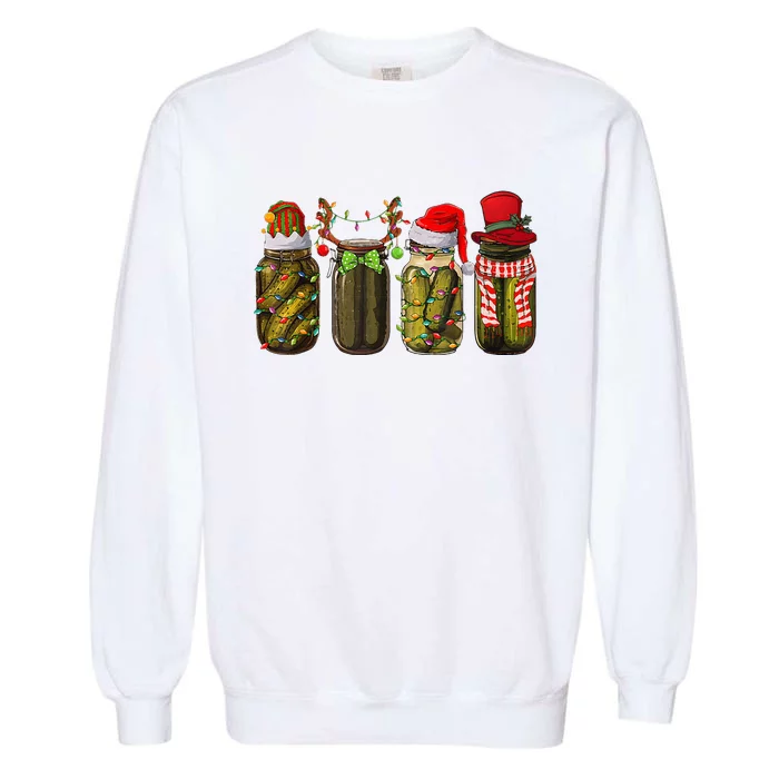 Retro Canned Pickles Christmas Light Homemade Pickle Jar Garment-Dyed Sweatshirt