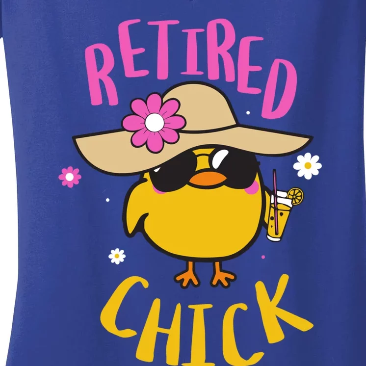 Retired Chick Pension Vacation Pensioner Retirement Chicken Gift Women's V-Neck T-Shirt