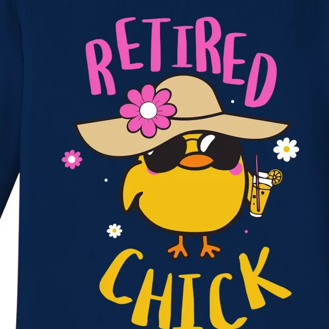 Retired Chick Pension Vacation Pensioner Retirement Chicken Gift Baby Long Sleeve Bodysuit