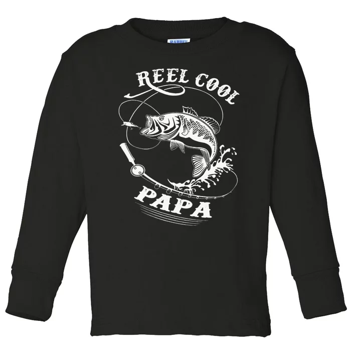 Reel Cool Papa For Fishing Nature Lovers Toddler Long Sleeve Shirt