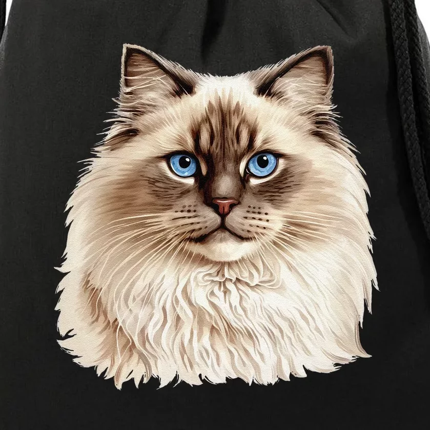 Ragdoll Cat Portrait Ragdoll Cat Head Ragdoll Cat Face Drawstring Bag