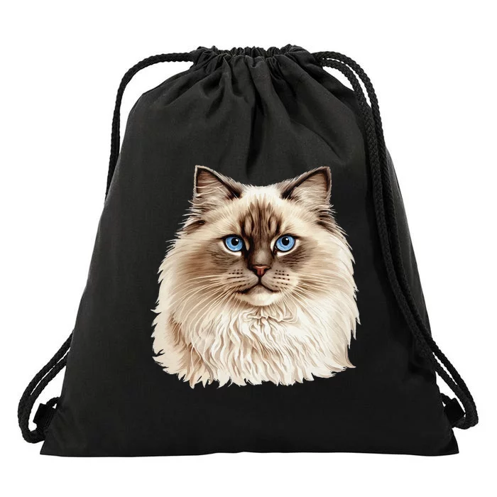 Ragdoll Cat Portrait Ragdoll Cat Head Ragdoll Cat Face Drawstring Bag