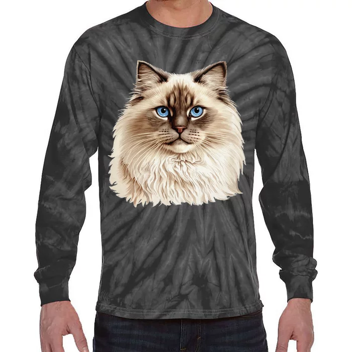 Ragdoll Cat Portrait Ragdoll Cat Head Ragdoll Cat Face Tie-Dye Long Sleeve Shirt