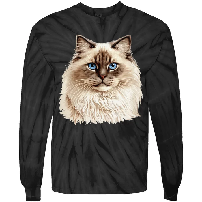 Ragdoll Cat Portrait Ragdoll Cat Head Ragdoll Cat Face Tie-Dye Long Sleeve Shirt