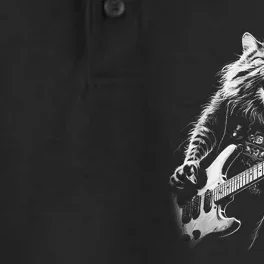 Rock Cat Playing Guitar Funny Guitar Cat Dry Zone Grid Performance Polo