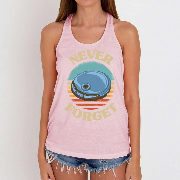 Retro Cd Player Never Forget Nostalgic Vintage Gift Women's Knotted Racerback Tank