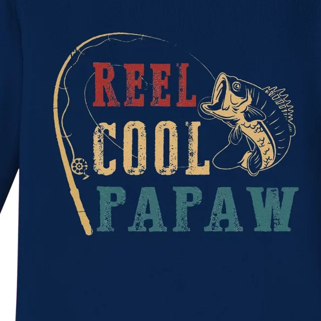 Reel Cool Papaw Fishing Fathers Day Baby Long Sleeve Bodysuit