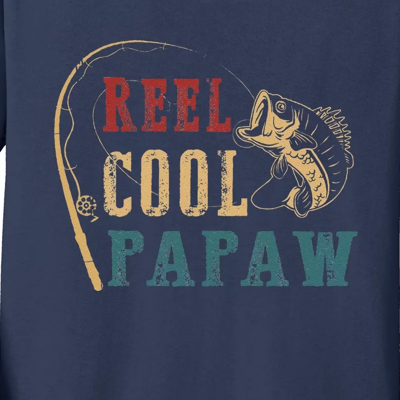 Reel Cool Papaw Fishing Fathers Day Kids Long Sleeve Shirt