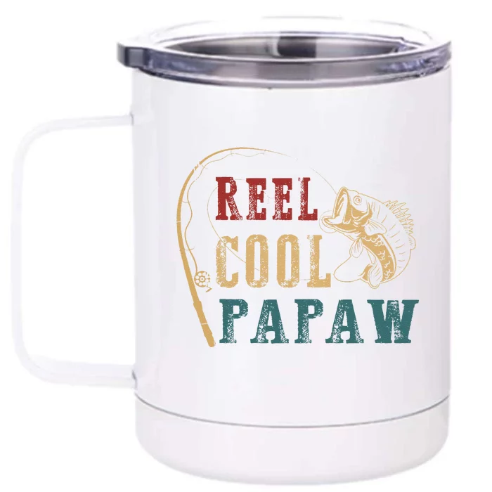 Reel Cool Papaw Fishing Fathers Day Front & Back 12oz Stainless Steel Tumbler Cup