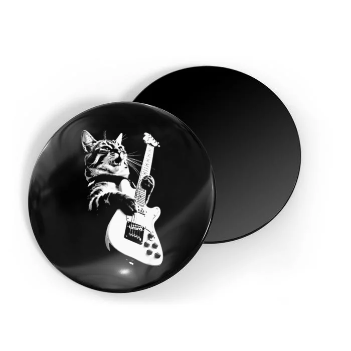 Rock Cat Playing Guitar Funny Guitar Cat Magnet