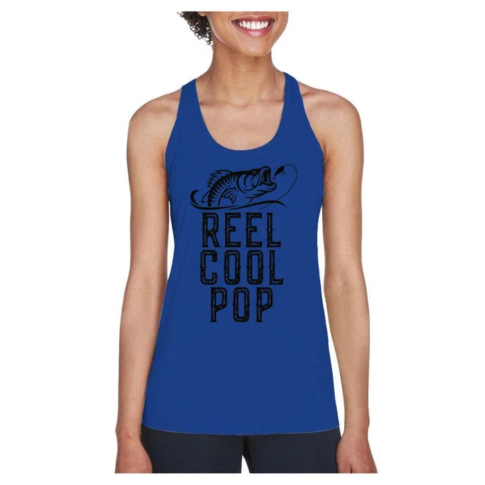 Reel Cool Pop Fishing Fisherman Funny Retro Women's Racerback Tank