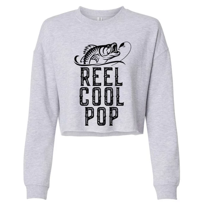 Reel Cool Pop Fishing Fisherman Funny Retro Cropped Pullover Crew