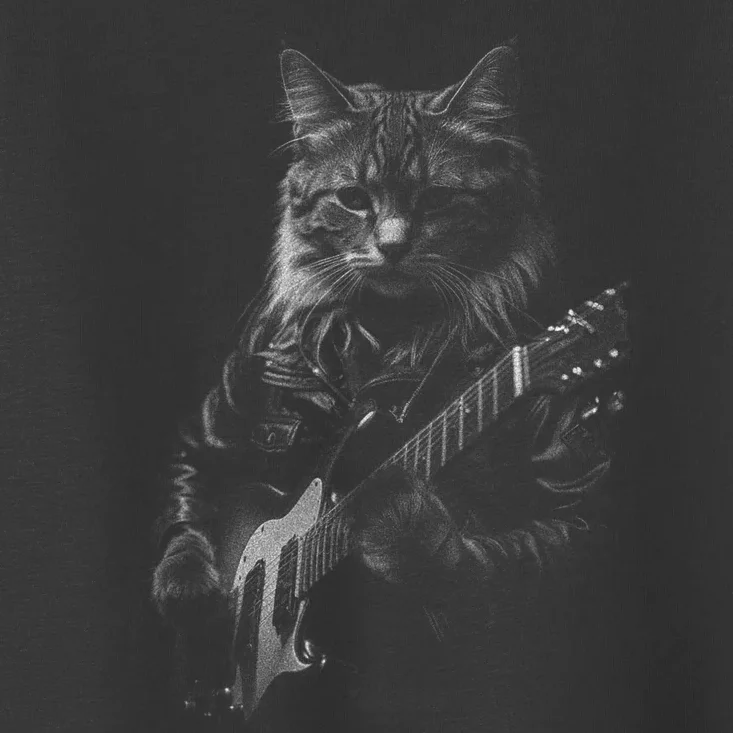 Rock Cat Playing Guitar Funny Guitar Cat Toddler T-Shirt