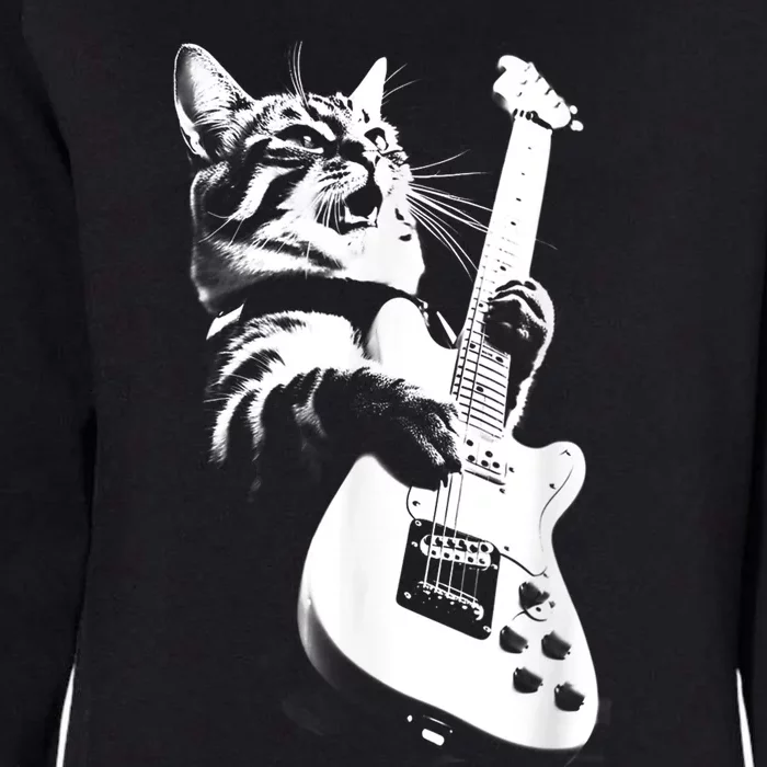 Rock Cat Playing Guitar Funny Guitar Cat Womens California Wash Sweatshirt