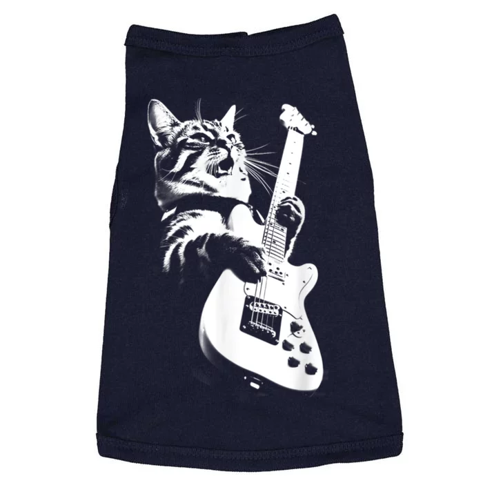 Rock Cat Playing Guitar Funny Guitar Cat Doggie Tank