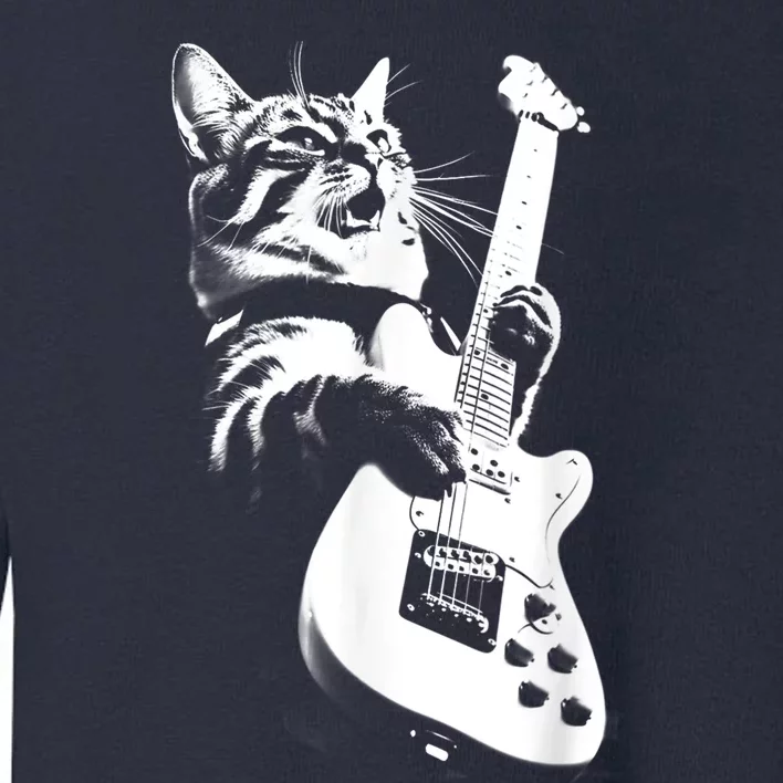 Rock Cat Playing Guitar Funny Guitar Cat Toddler Sweatshirt