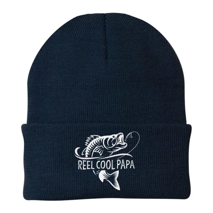 Reel Cool Papa Fishing Dad Gifts Father's Day Fisherman Fish Knit Cap Winter Beanie