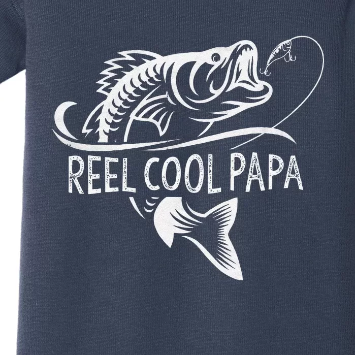 Reel Cool Papa Fishing Dad Gifts Father's Day Fisherman Fish Baby Bodysuit