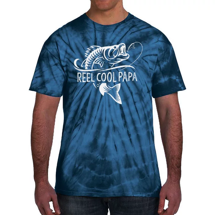 Reel Cool Papa Fishing Dad Gifts Father's Day Fisherman Fish Tie-Dye T-Shirt