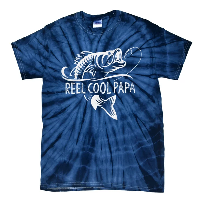 Reel Cool Papa Fishing Dad Gifts Father's Day Fisherman Fish Tie-Dye T-Shirt