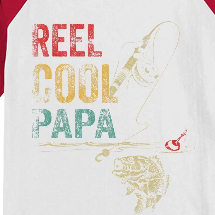 Reel Cool Papa Fish Fishing Fathers Day Kids Colorblock Raglan Jersey