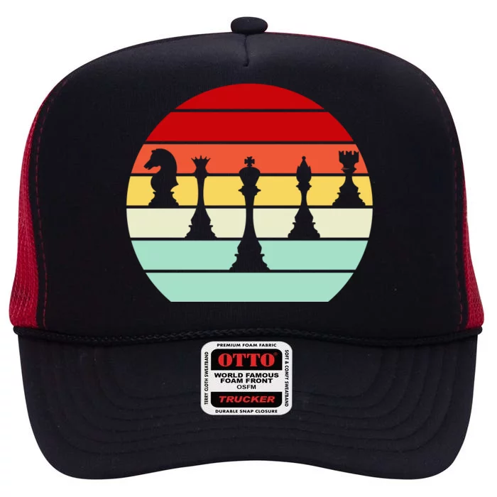 Retro Chess Pieces High Crown Mesh Trucker Hat