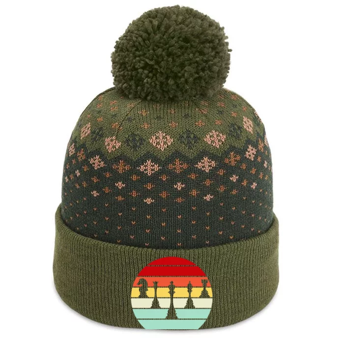 Retro Chess Pieces The Baniff Cuffed Pom Beanie