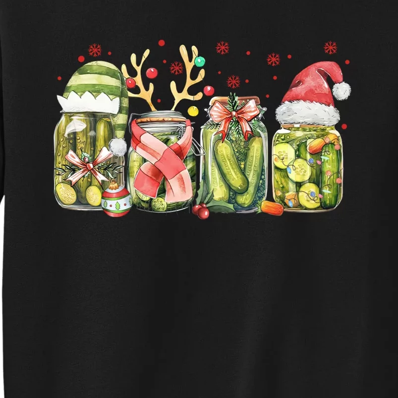 Retro Canned Pickle Christmas Light Xmas Pajama Pickle Lover Sweatshirt