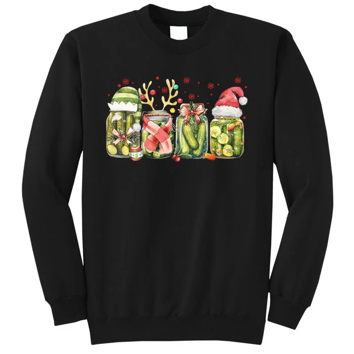 Retro Canned Pickle Christmas Light Xmas Pajama Pickle Lover Sweatshirt